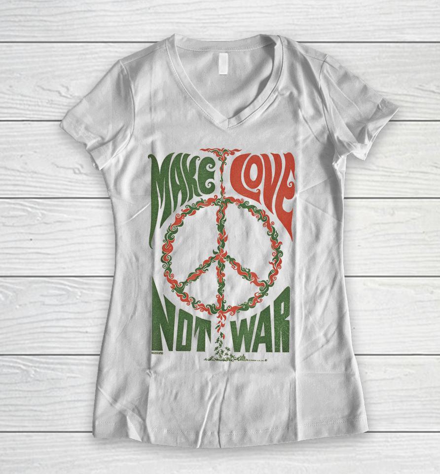 Make Love Not War Peace Vintage Women V-Neck T-Shirt