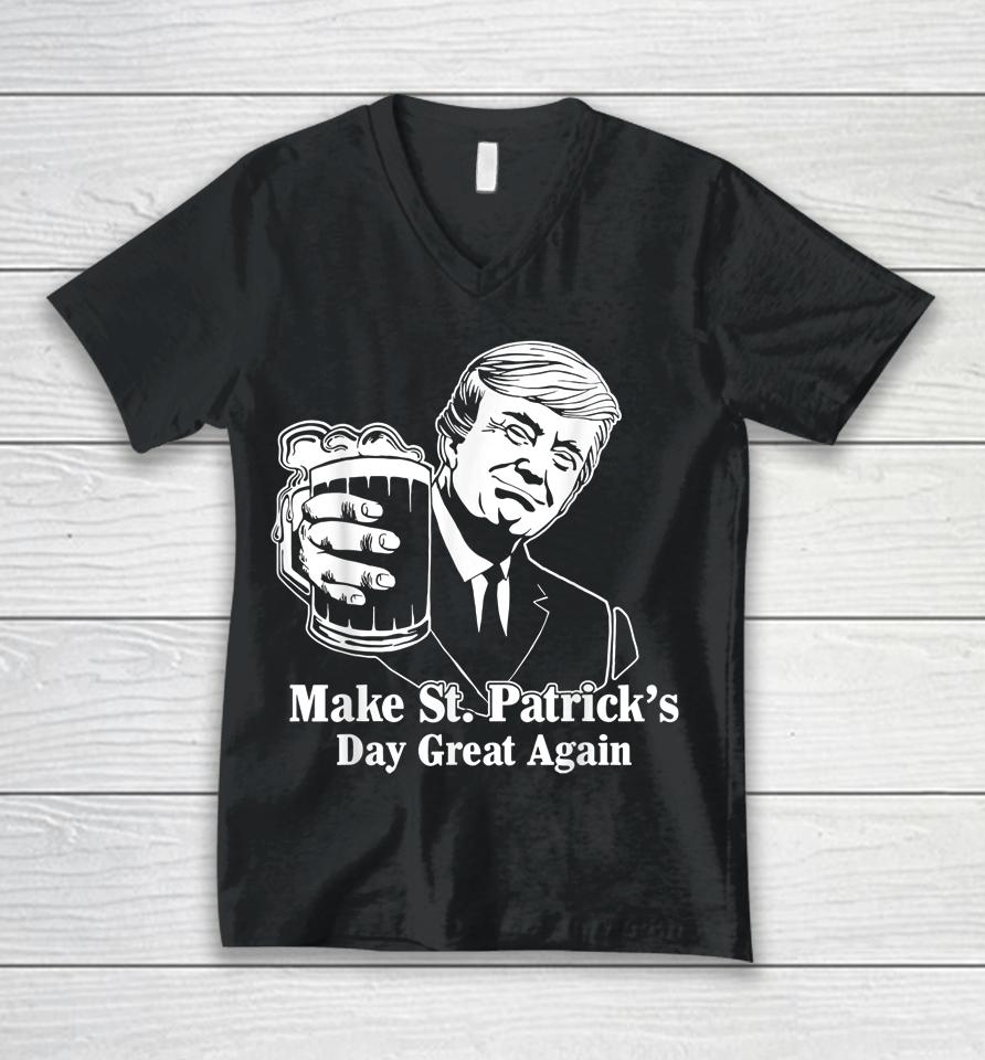 Make St Patrick's Day Great Again Funny Trump Drink Beer Unisex V-Neck T-Shirt
