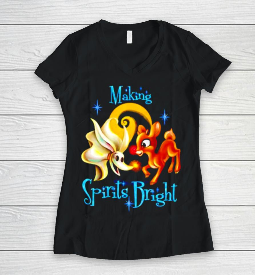 Making Spirits Bright Women V-Neck T-Shirt