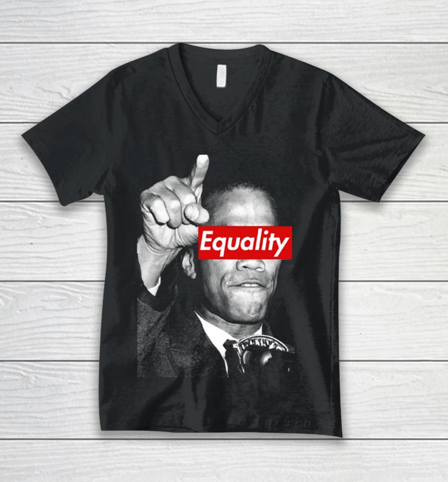 Malcolm X Equality No Racism Black Lives Matter Unisex V-Neck T-Shirt