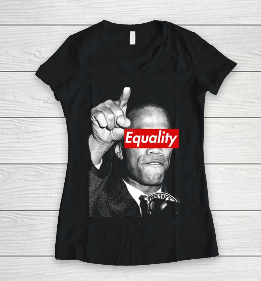 Malcolm X Equality No Racism Black Lives Matter Women V-Neck T-Shirt