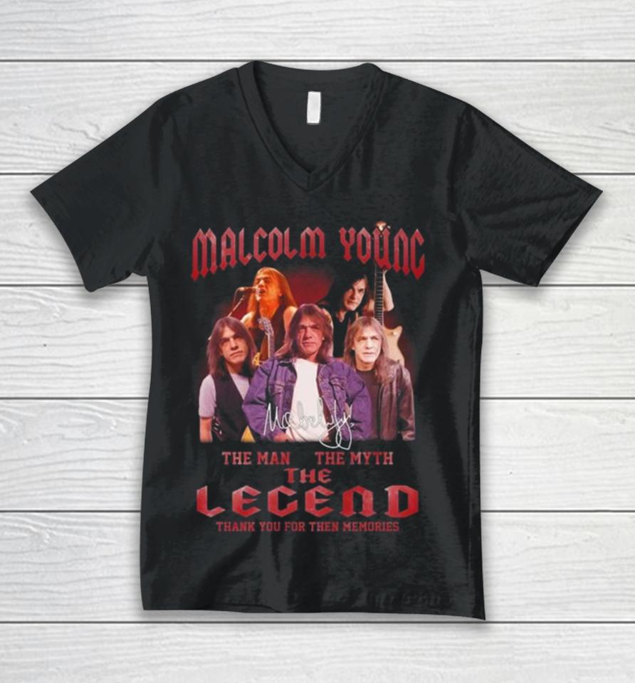 Malcolm Young 2024 The Man The Myth The Legend Thank You For The Memories Signature Unisex V-Neck T-Shirt