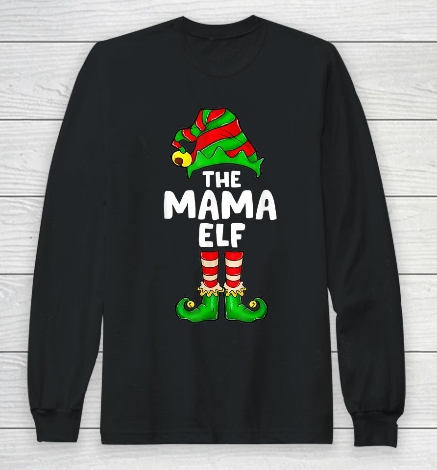 Mama Elf Matching Family Christmas Party Women Pajamas Long Sleeve T-Shirt