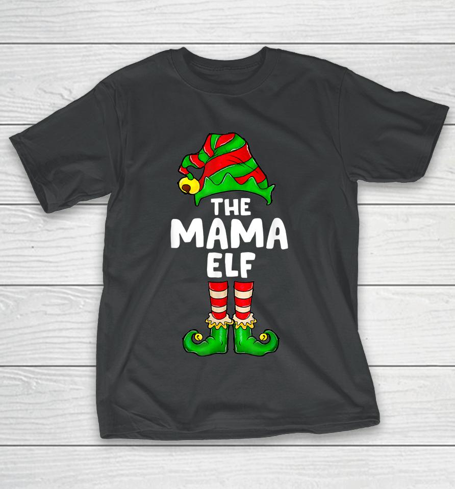 Mama Elf Matching Family Christmas Party Women Pajamas T-Shirt