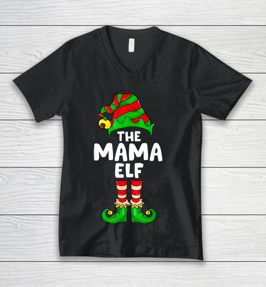Mama Elf Matching Family Christmas Party Women Pajamas Unisex V-Neck T-Shirt