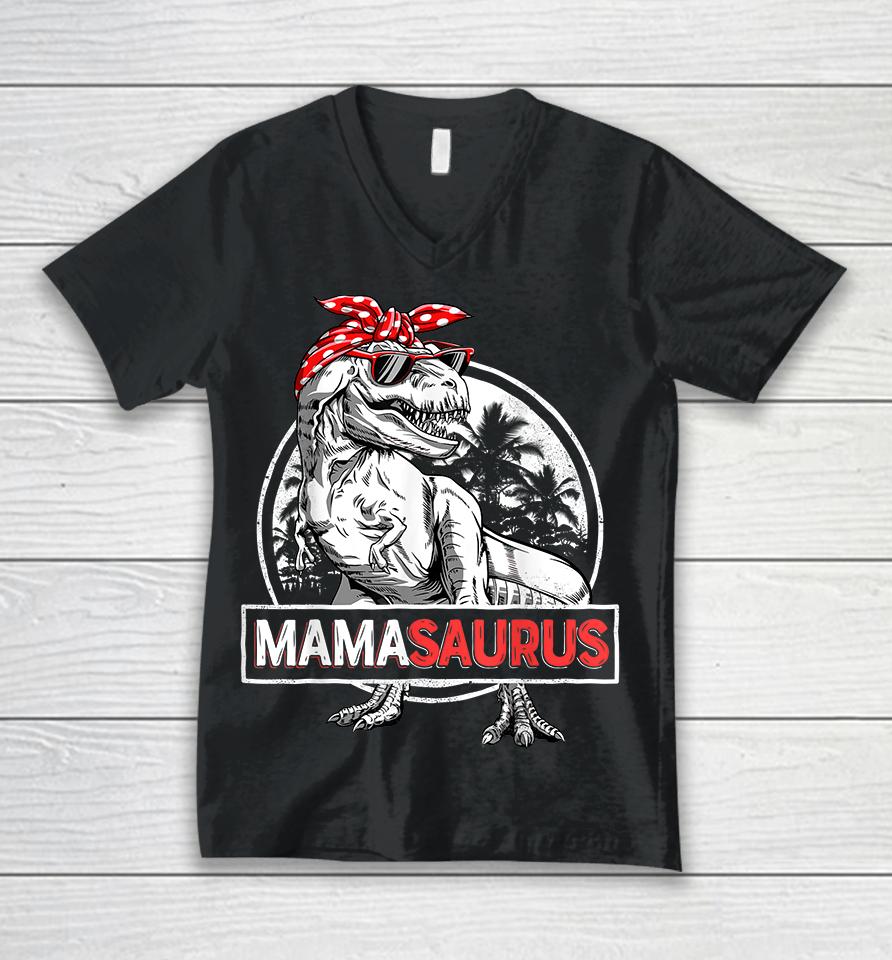 Mamasaurus T-Rex Dinosaur Funny Mama Saurus Mother's Family Unisex V-Neck T-Shirt