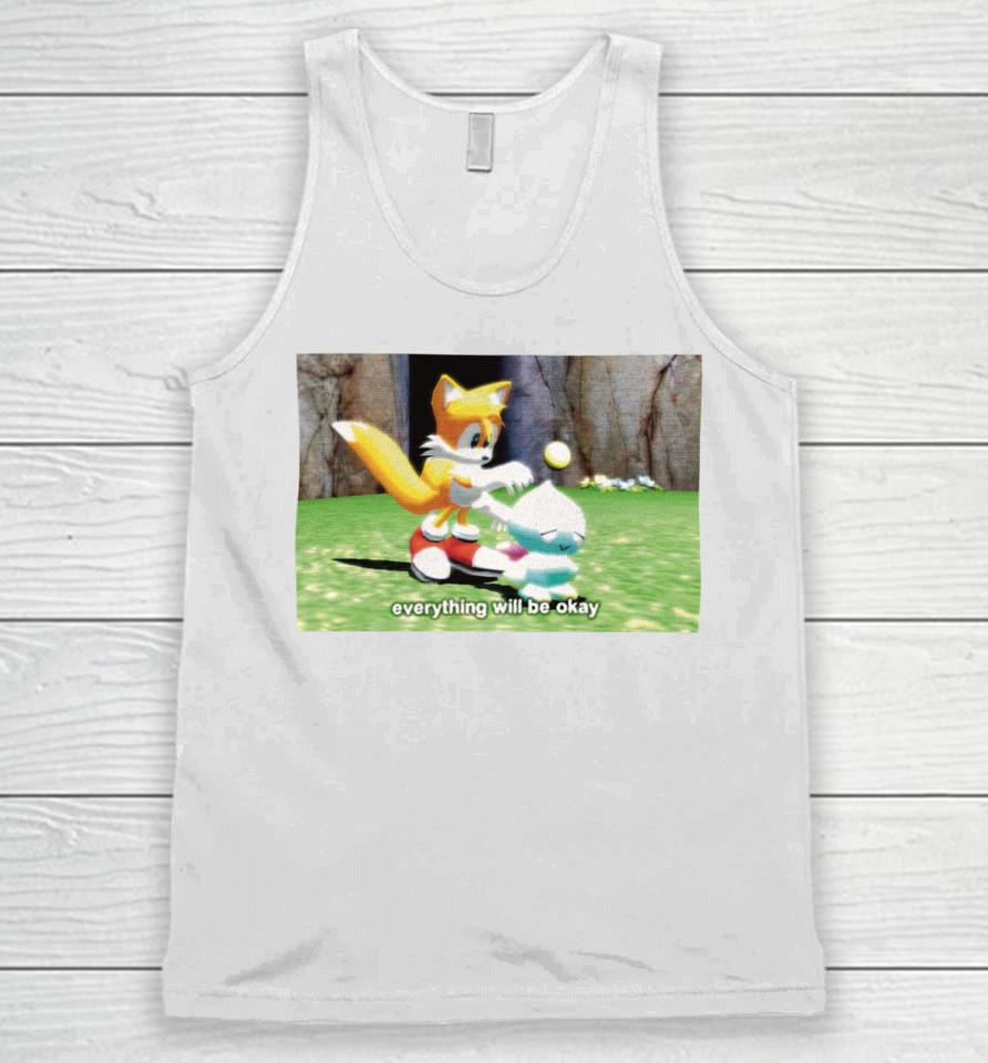 Mamono World Merch Shop Tails Chao Everything Will Be Okay Unisex Tank Top