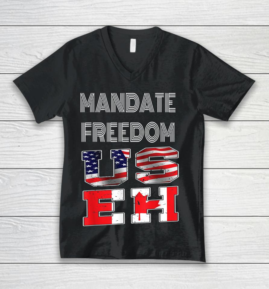 Mandate Freedom Convoy Of Canadian Truckers Unisex V-Neck T-Shirt