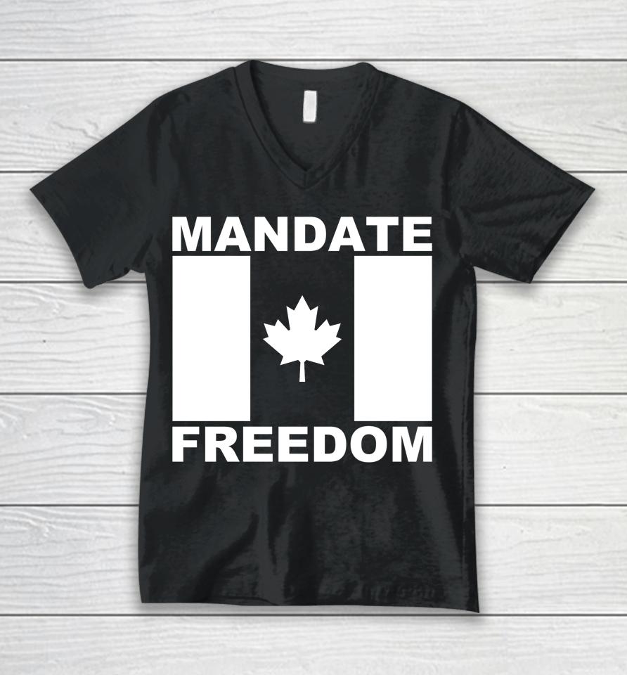 Mandate Freedom Usa Canada Flag Freedom Convoy Trucker 2022 Unisex V-Neck T-Shirt