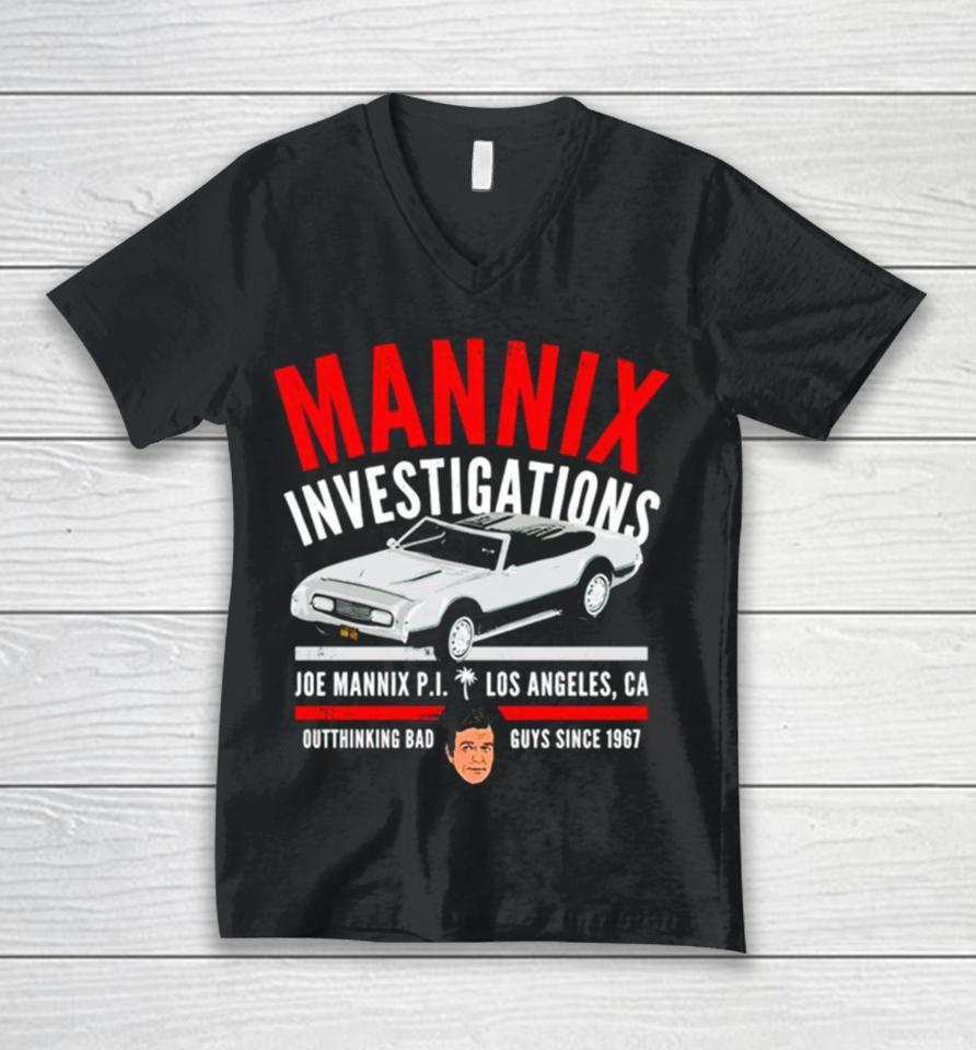 Mannix Investigations Joe Mannix Pi Los Angeles Ca Unisex V-Neck T-Shirt
