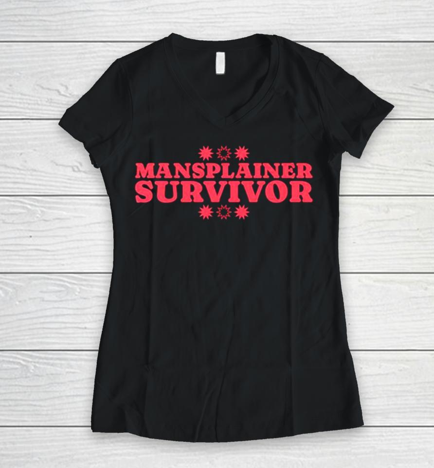 Mansplainer Survivor Women V-Neck T-Shirt