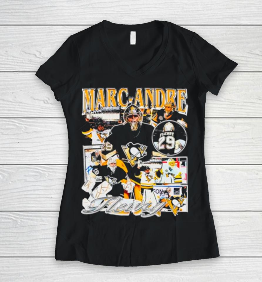 Marc Andre Fleury Pittsburgh Penguins Nhl Women V-Neck T-Shirt