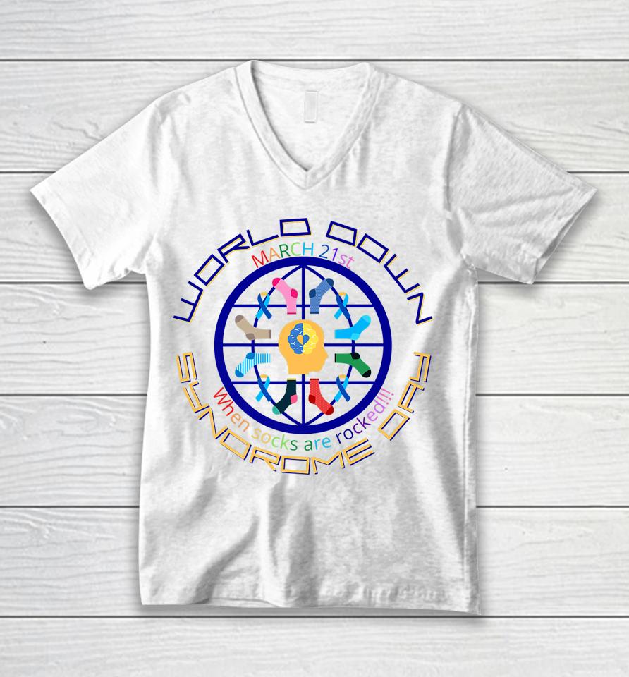 March 21 Support Trisomy World Down Syndrome Day Unisex V-Neck T-Shirt