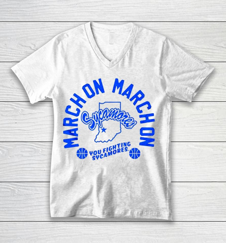 March On Sycamores ’24 You Fighting Sycamores Unisex V-Neck T-Shirt