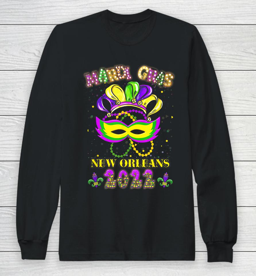 Mardi Gras 2022 New Orleans Costume Mask Design Long Sleeve T-Shirt