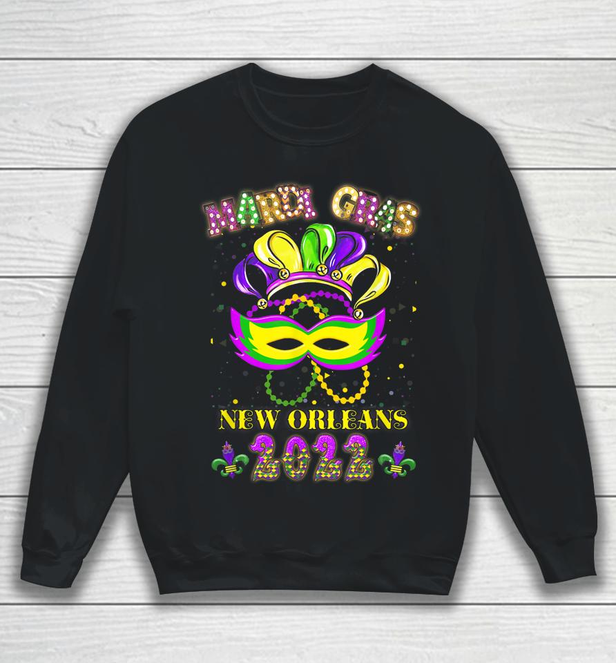 Mardi Gras 2022 New Orleans Costume Mask Design Sweatshirt