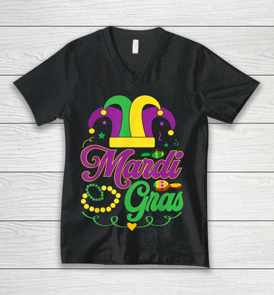 Mardi Gras 2022 Parade Party Let The Shenanigans Begin Unisex V-Neck T-Shirt