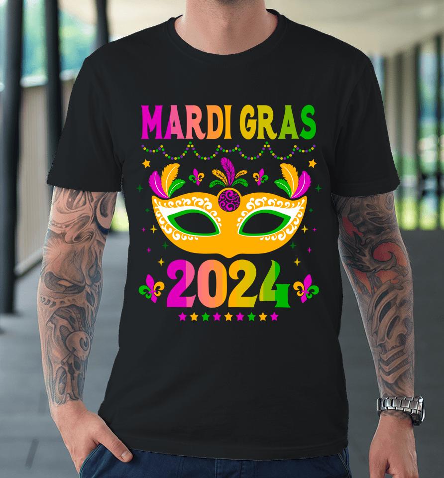 Mardi Gras 2024 Funny Mardi Gras Mask Costume Premium T-Shirt
