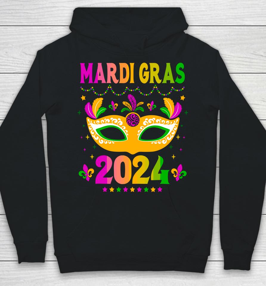 Mardi Gras 2024 Funny Mardi Gras Mask Costume Hoodie