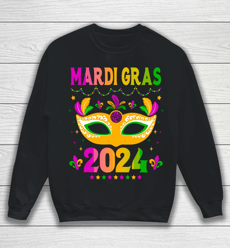 Mardi Gras 2024 Funny Mardi Gras Mask Costume Sweatshirt