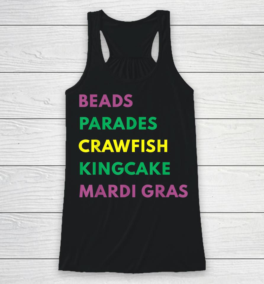 Mardi Gras Carnival Beads Parade Crawfish Cajun Festival Racerback Tank