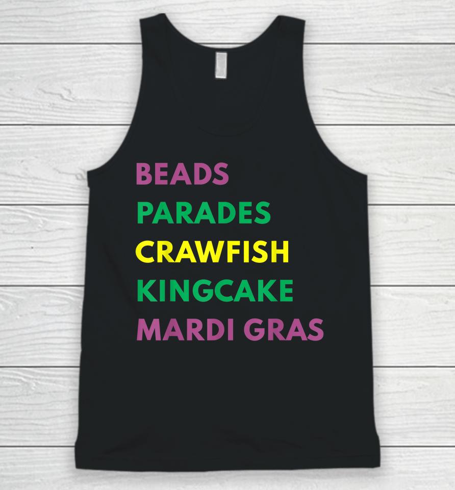 Mardi Gras Carnival Beads Parade Crawfish Cajun Festival Unisex Tank Top