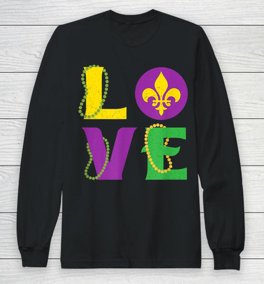 Mardi Gras Carnival Love New Orleans Cajun Festival Long Sleeve T-Shirt