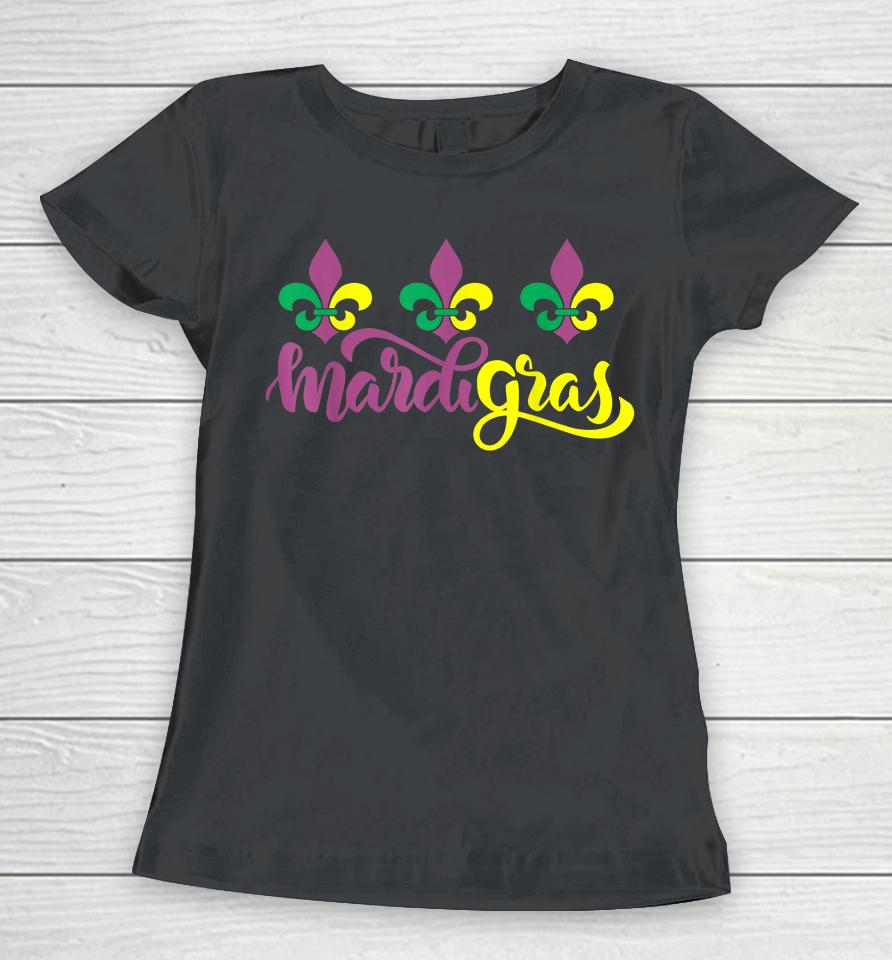 Mardi Gras Carnival New Orleans Fleur De Lis Cajun Festival Women T-Shirt