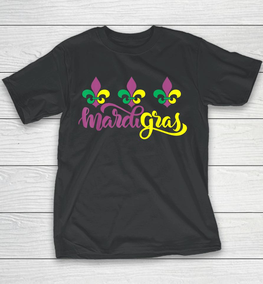 Mardi Gras Carnival New Orleans Fleur De Lis Cajun Festival Youth T-Shirt