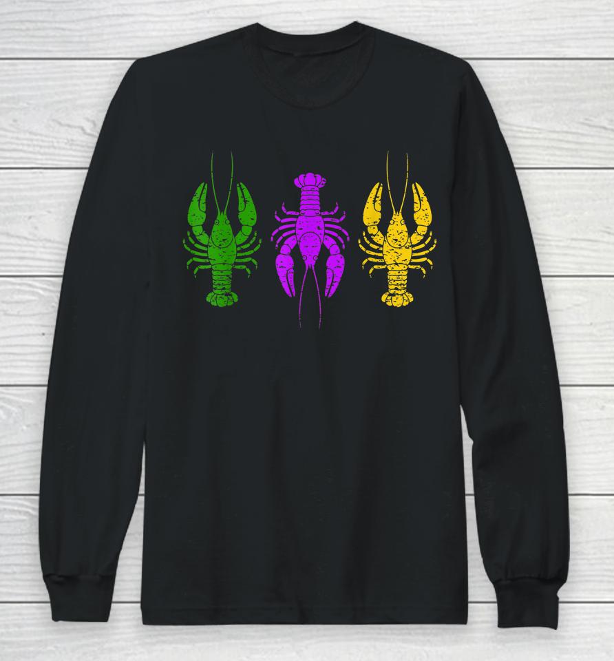Mardi Gras Crawfish Jester Hat Bead New Orleans Gift Long Sleeve T-Shirt