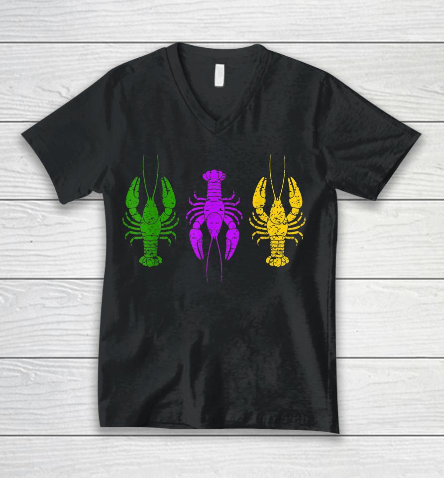 Mardi Gras Crawfish Jester Hat Bead New Orleans Gift Unisex V-Neck T-Shirt