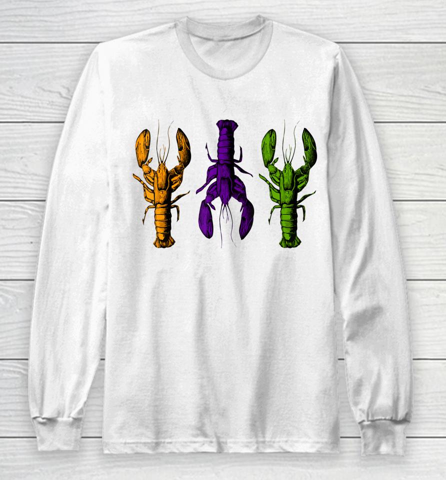 Mardi Gras Crawfish Long Sleeve T-Shirt