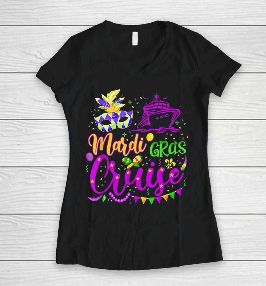 Mardi Gras Cruise Women V-Neck T-Shirt