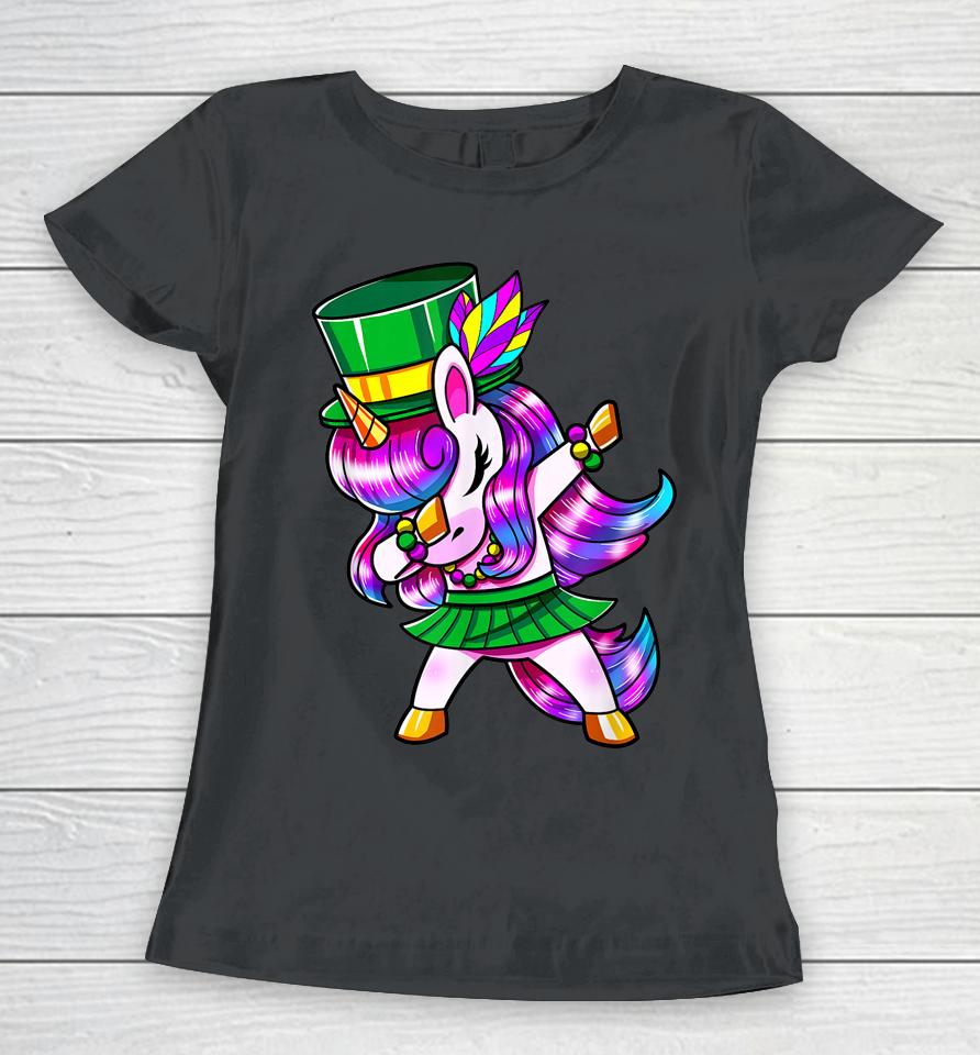 Mardi Gras Dabbing Unicorn Women T-Shirt