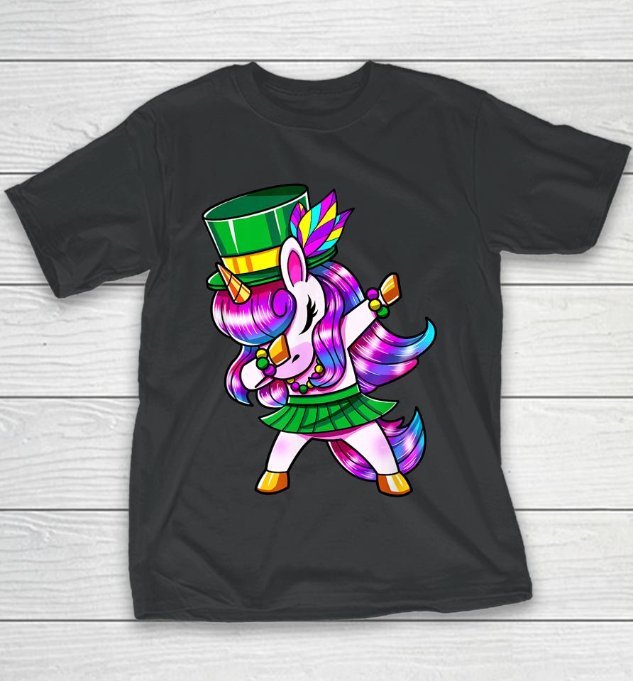 Mardi Gras Dabbing Unicorn Youth T-Shirt