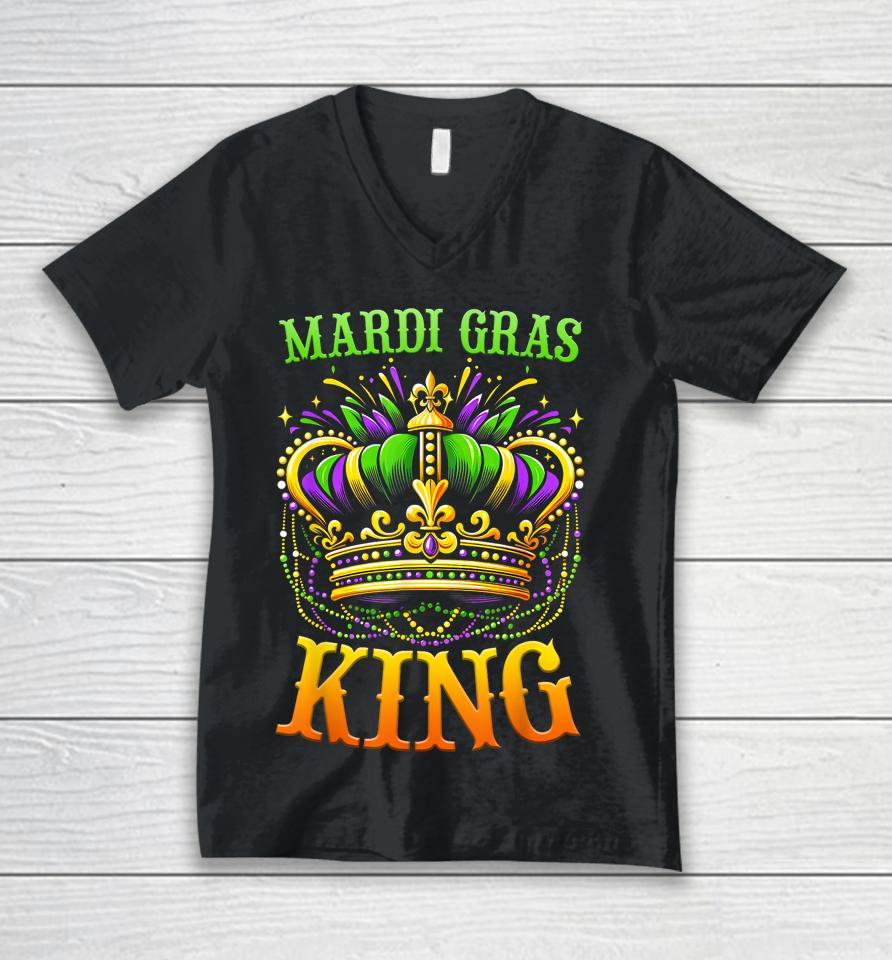 Mardi Gras King Shirt Men Carnival Costume Unisex V-Neck T-Shirt