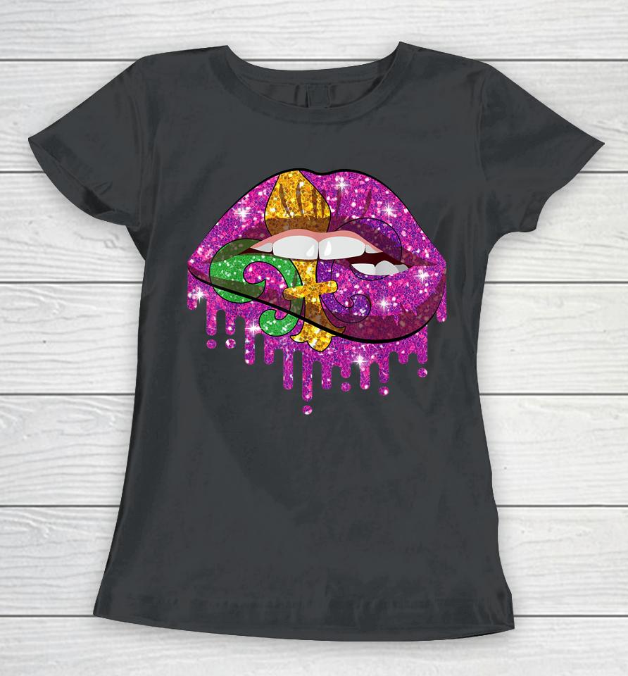 Mardi Gras Lips Queen Women T-Shirt