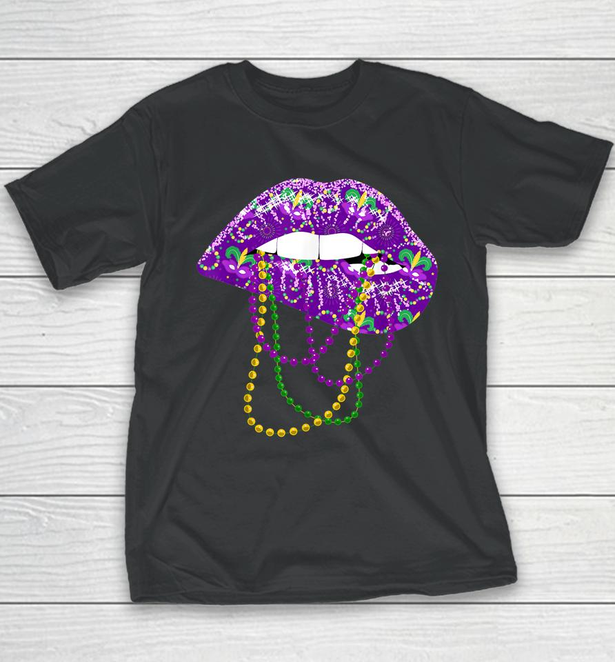 Mardi Gras Lips Queen Youth T-Shirt