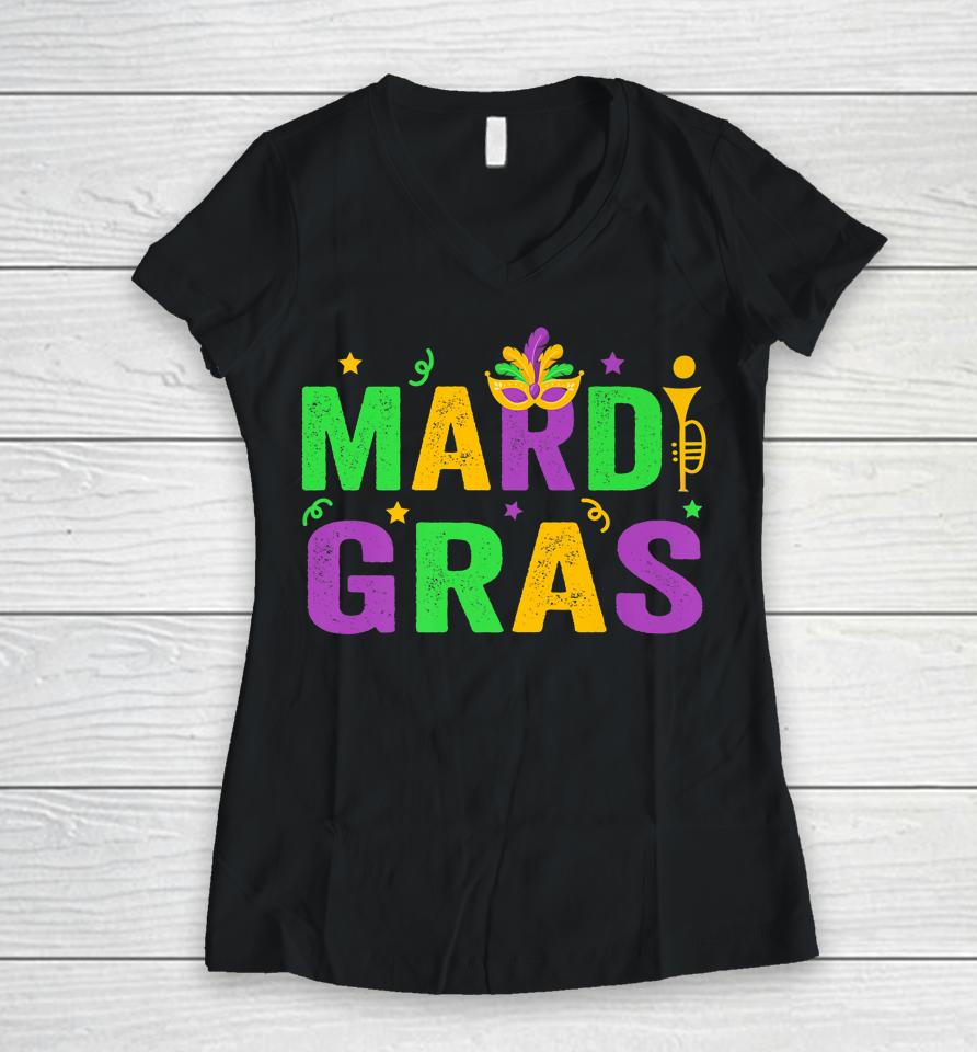 Mardi Gras Women V-Neck T-Shirt