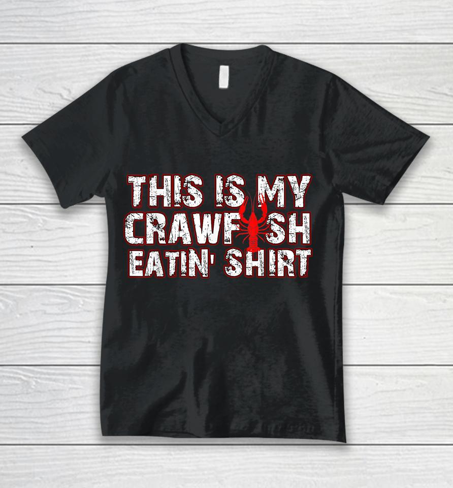 Mardi Gras This Is My Crawfish Eating Unisex V-Neck T-Shirt