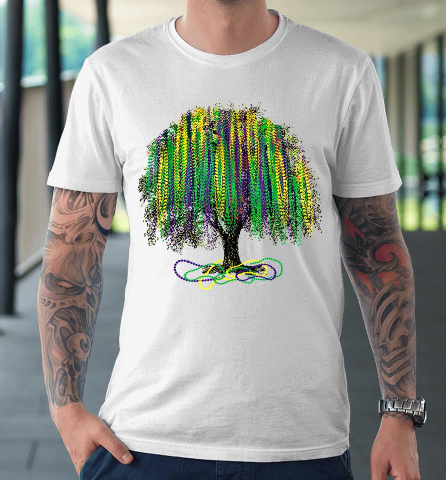 Mardi Gras Tree Beads New Orleans Watercolor Vintage Premium T-Shirt