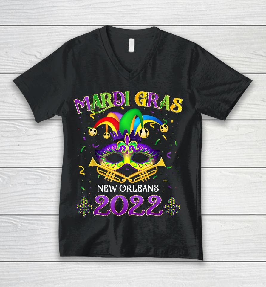 Mardi Grass New Orleans 2022 Unisex V-Neck T-Shirt