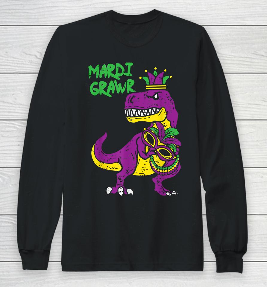 Mardi Grawr T-Rex Dino Kids Long Sleeve T-Shirt