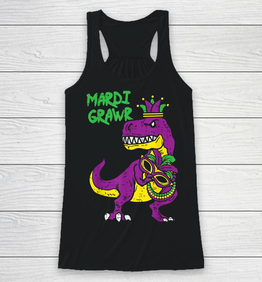 Mardi Grawr T-Rex Dino Kids Racerback Tank