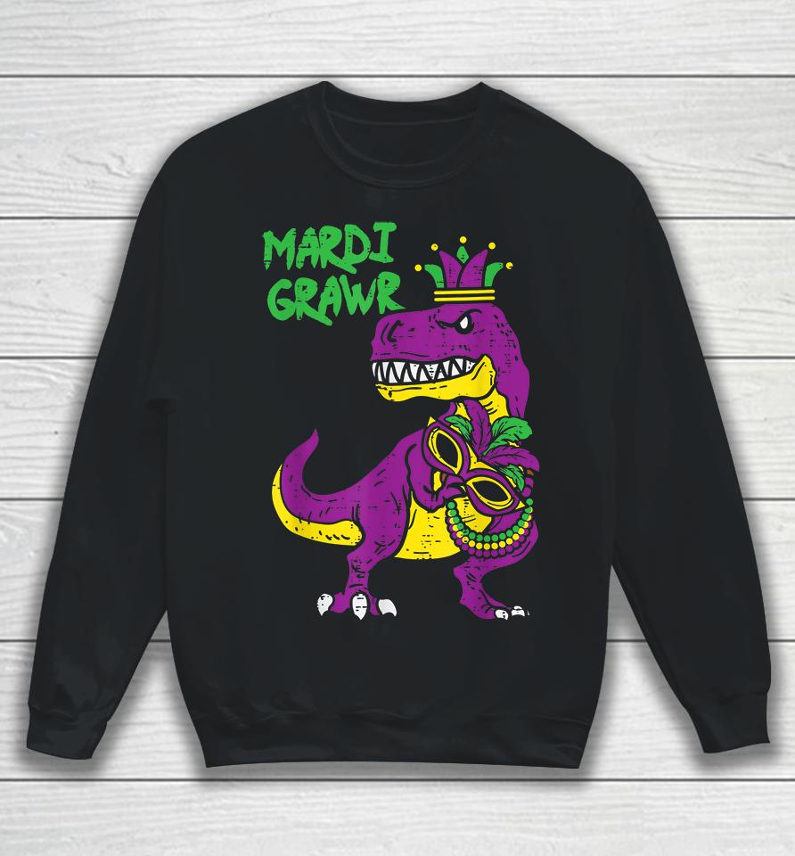 Mardi Grawr T-Rex Dino Kids Sweatshirt
