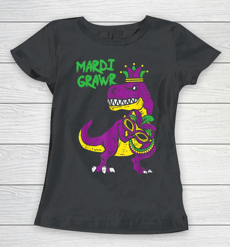 Mardi Grawr T-Rex Dino Kids Women T-Shirt