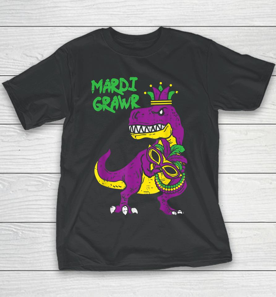 Mardi Grawr T-Rex Dino Kids Youth T-Shirt