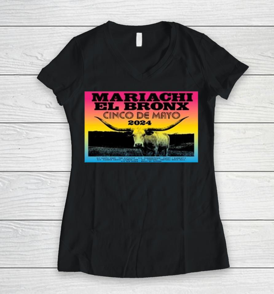 Mariachi El Bronx Cinco De Mayo 2024 Women V-Neck T-Shirt