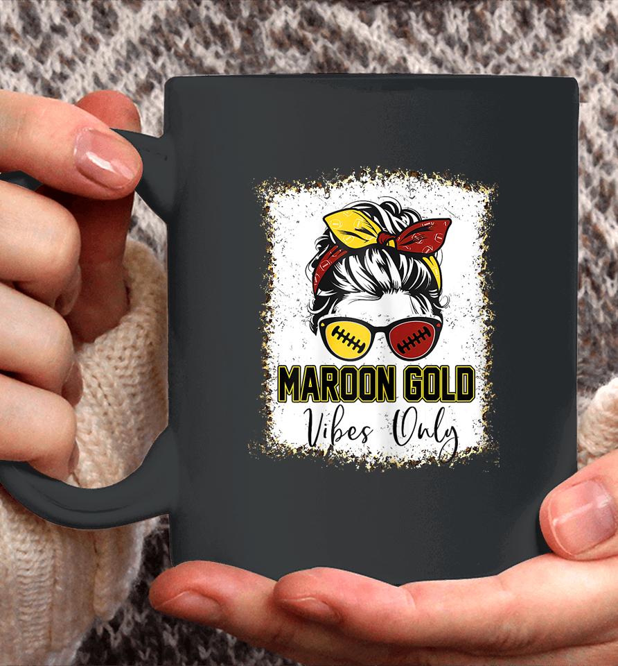 Maroon And Gold Vibes Only High School Football Game Day Coffee Mug