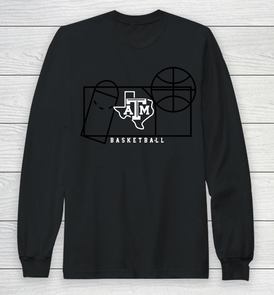 Maroon Texas A And M Aggies Basketball Court Fresh Long Sleeve T-Shirt